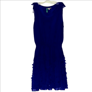 Gianni Bini Dress Navy Blue Sleeveless Pull On Scoop Neck Lined Elastic Size L